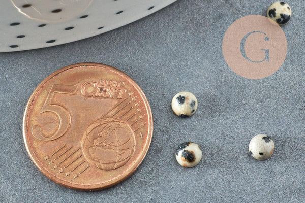 Cabochon rond jaspe dalmatien naturel 4mm, x1 (G2973)