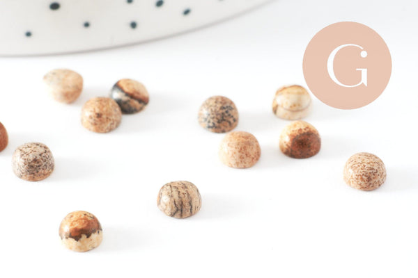 Cabochon rond jaspe paysage naturel 6mm, x1 (G10035)