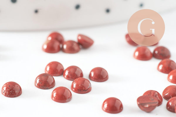 Cabochon rond jaspe rouge naturel 4mm, x1 (G10036)