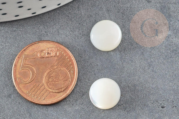 Cabochon rond nacre blanche naturelle 10mm, x1 (G2751)