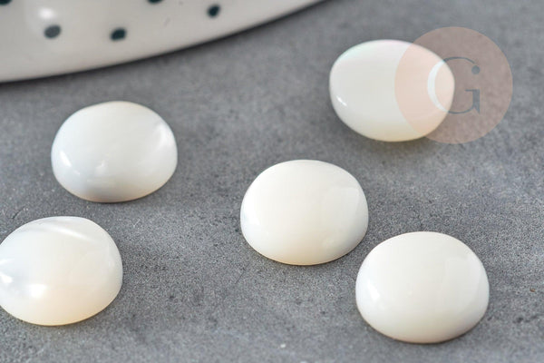 Cabochon rond nacre blanche naturelle 10mm, x1 (G2751)