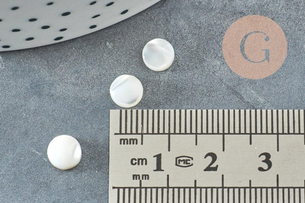 Cabochon rond nacre blanche naturelle 6-6.5mm, x1 (G2715)