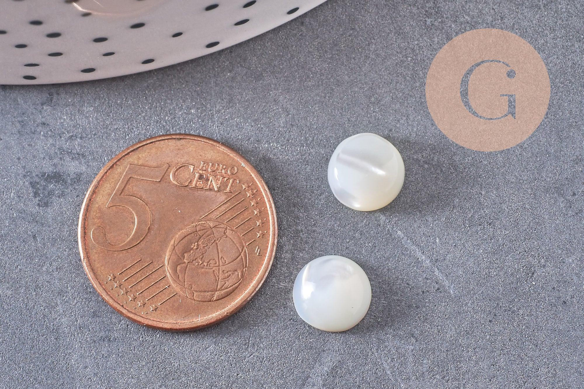Cabochon rond nacre blanche naturelle 8mm, x1 G10535