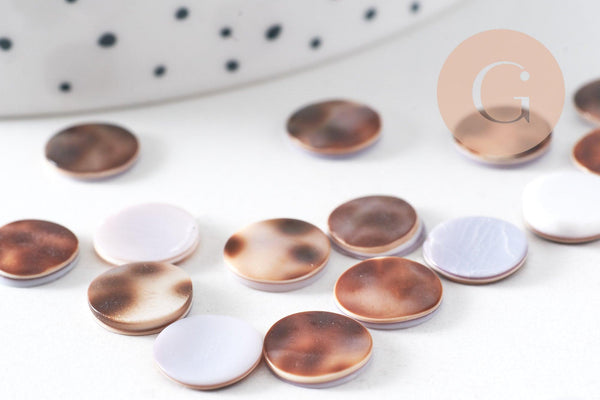 Cabochon rond nacre naturelle léopard 10mm, x10 (G5059)