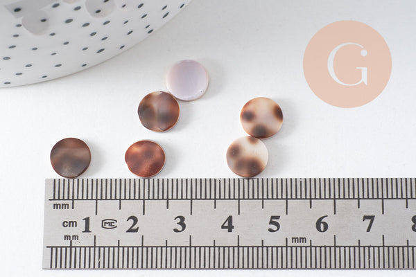 Cabochon rond nacre naturelle léopard 10mm, x10 (G5059)