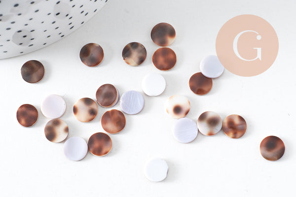 Cabochon rond nacre naturelle léopard 10mm, x10 (G5059)