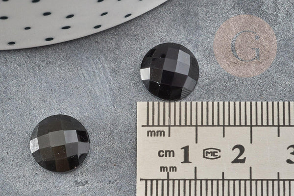 Cabochon rond obsidienne naturelle à facette 11mm, x1 (G2254)