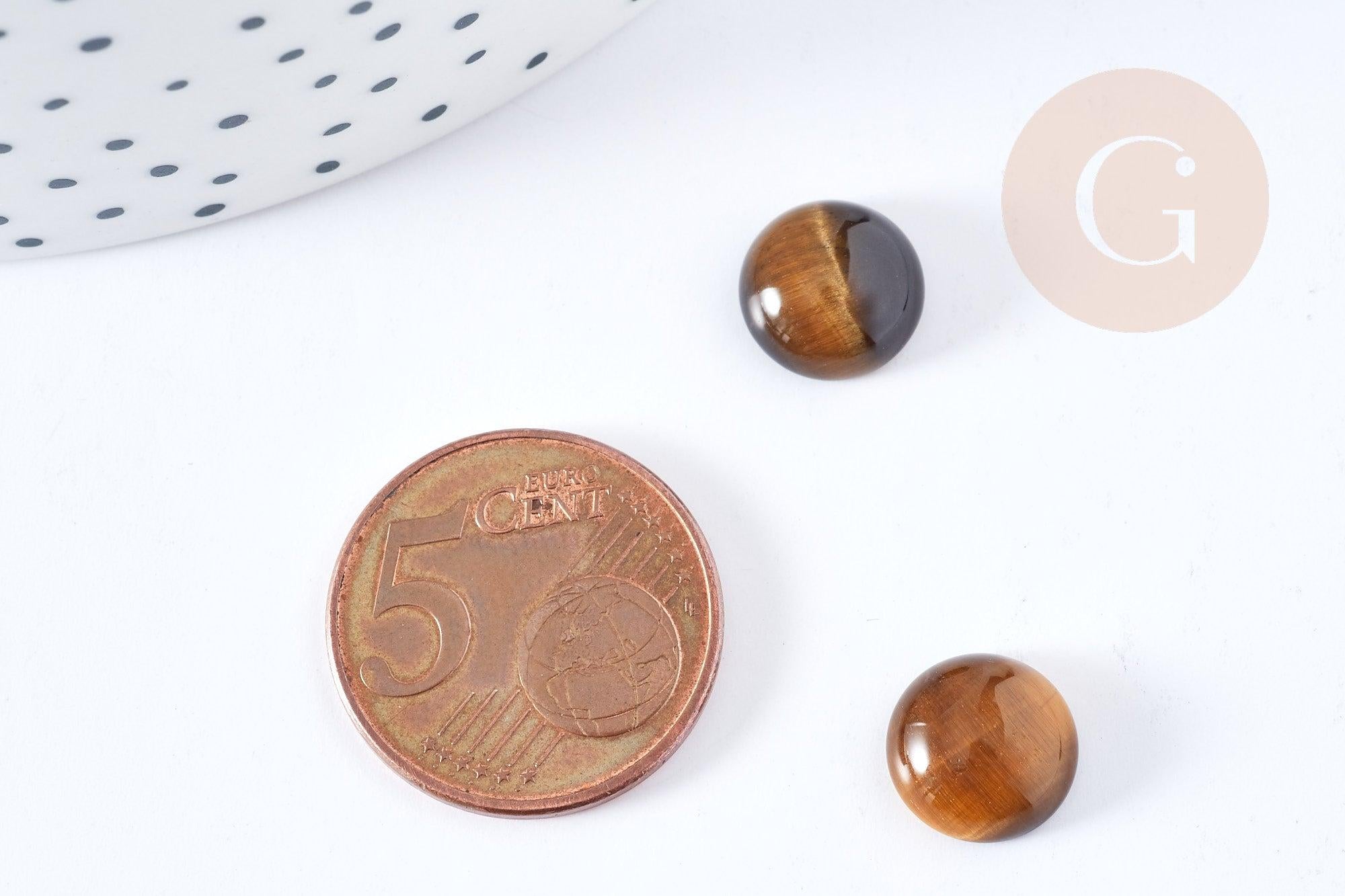 Cabochon rond oeil de tigre naturel 10mm, x1 (G8657)