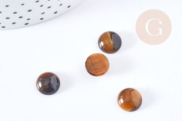 Cabochon rond oeil de tigre naturel 10mm, x1 (G8657)