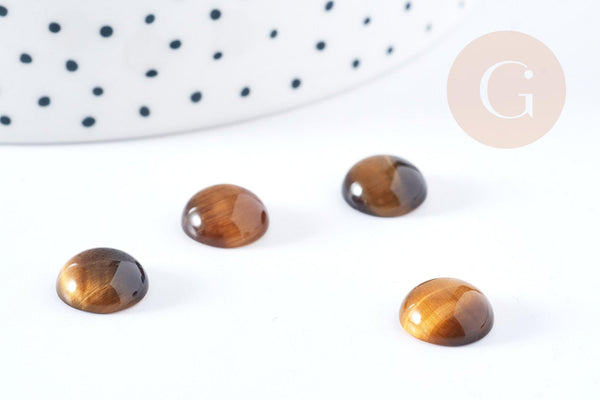 Cabochon rond oeil de tigre naturel 10mm, x1 (G8657)