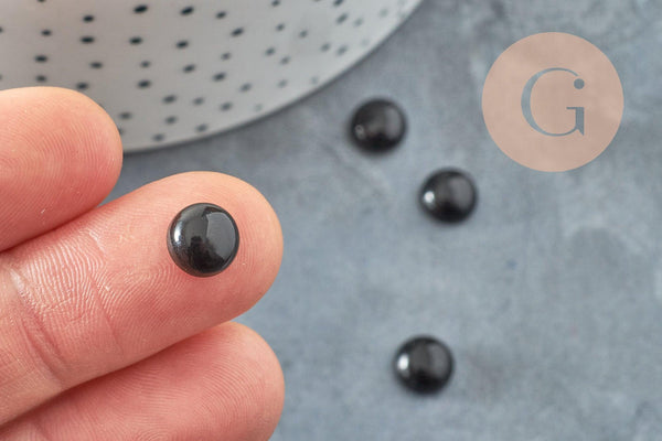 Cabochon rond onyx naturelle noire lisse 8mm, x1 G8666