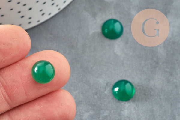 Cabochon rond onyx vert 10mm, x1 (G8676)