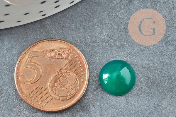 Cabochon rond onyx vert foncé 10mm, x1 (G8675)
