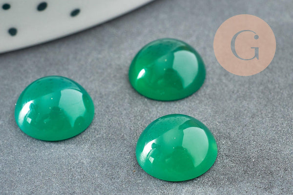 Cabochon rond onyx vert foncé 10mm, x1 (G8675)