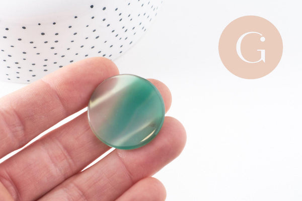 Cabochon rond onyx verte naturelle 30mm,c x1 (G10117)