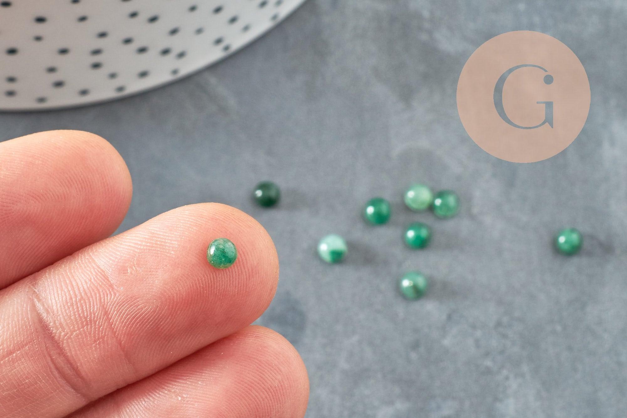 Cabochon rond onyx verte naturelle 4mm, x1 (G3409)