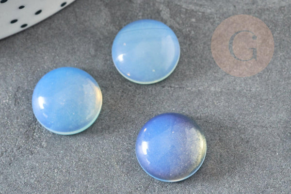 Cabochon rond opalite blanche 14mm, x1 (G2283)