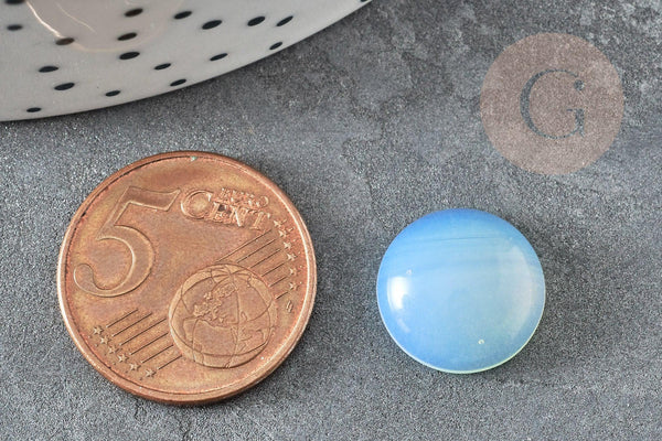 Cabochon rond opalite blanche 14mm, x1 (G2283)