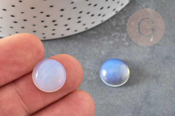 Cabochon rond opalite blanche 14mm, x1 (G2283)