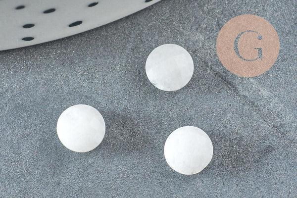 Cabochon rond pierre de lune naturelle à facettes 5.5mm, x1 (G2216)