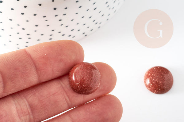 Cabochon rond pierre de soleil synthétique 16mm, x1 (G5840)