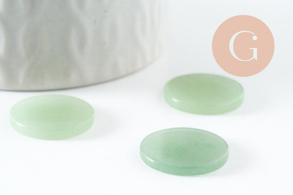 Cabochon rond plat aventurine verte naturelle 20mm, x1 (G9613)