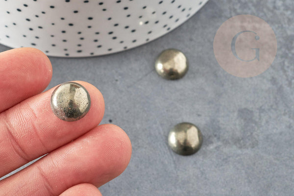 Cabochon rond pyrite grise naturelle 12mm, x1 (G9025)