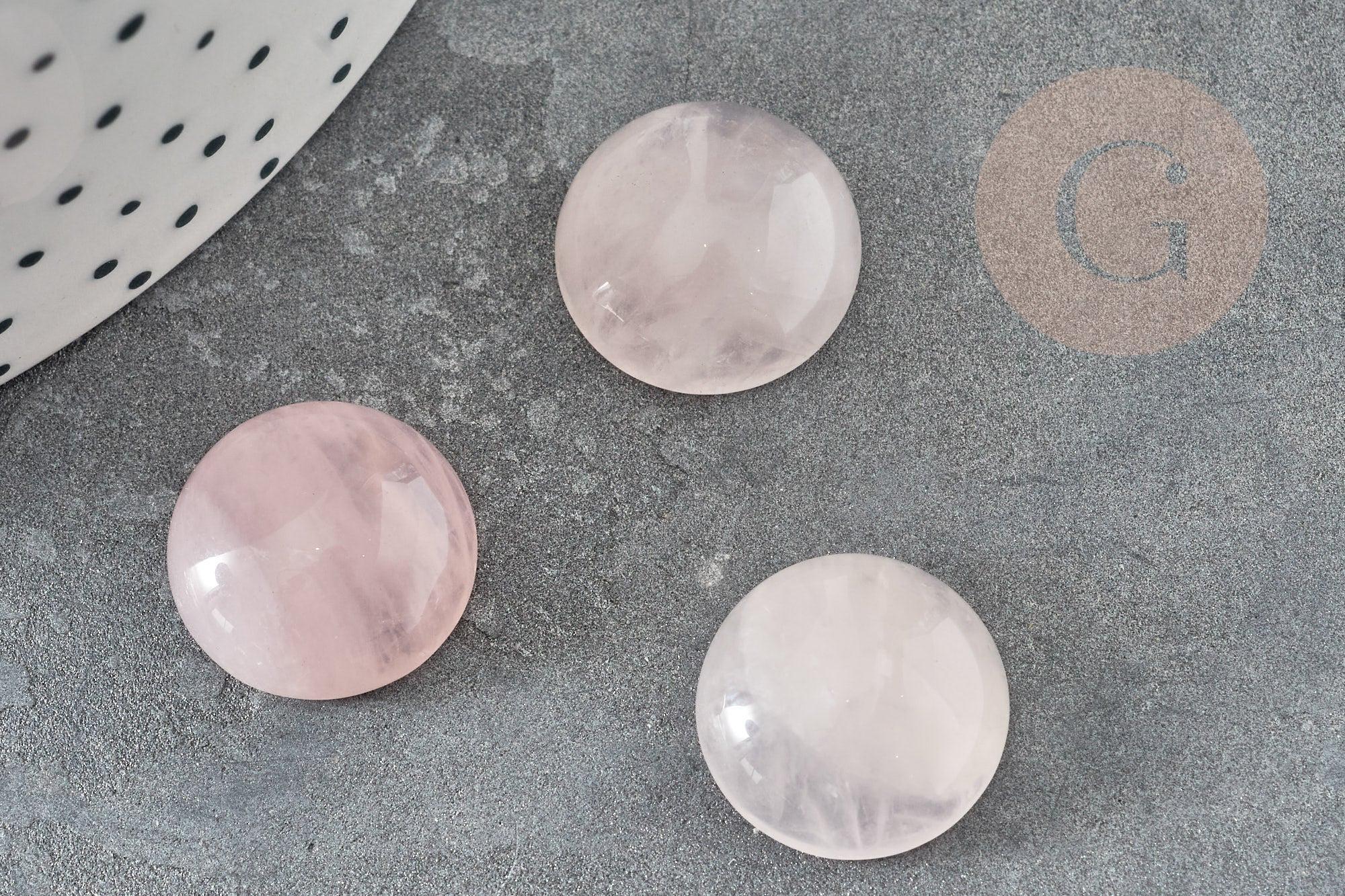 Cabochon rond quartz rose naturel 16mm , x1 (G6711)