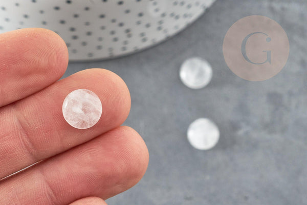 Cabochon rond quartz transparent naturel 10mm, x1 (G3936)
