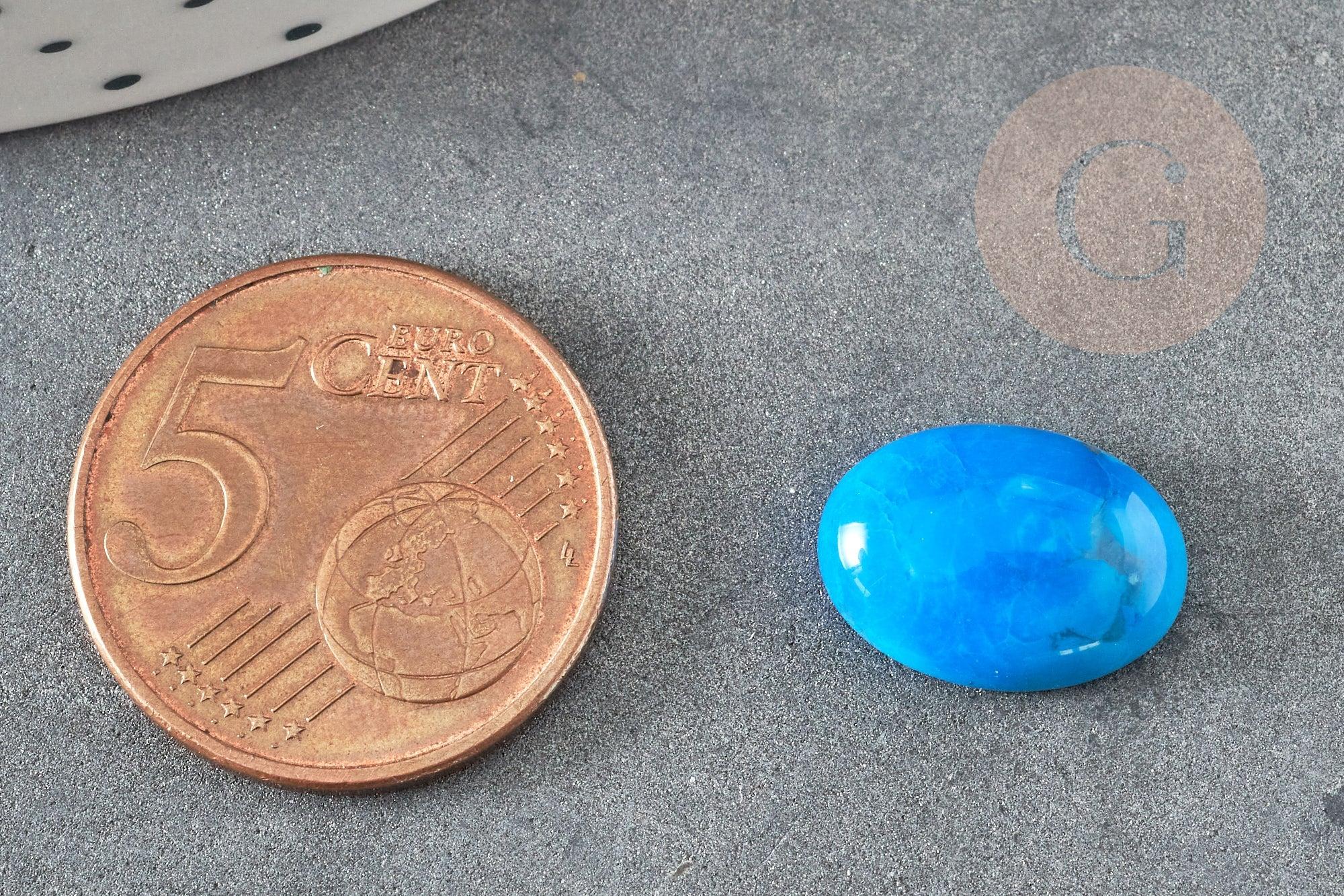 Cabochon rond turquoise bleue naturelle 14mm, x1 (G0349)