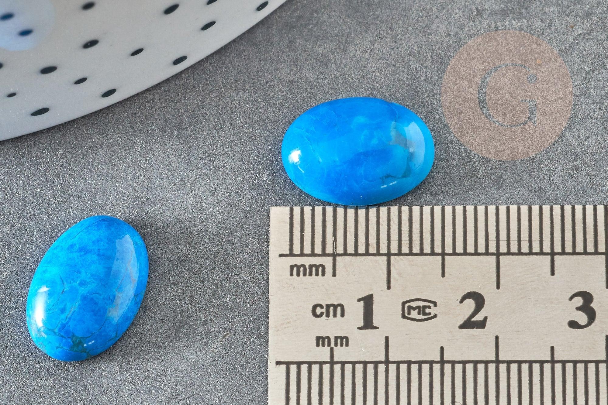 Cabochon rond turquoise bleue naturelle 14mm, x1 (G0349)