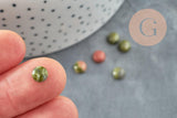 Cabochon rond unakite naturelle 6mm, x1 (G1133)