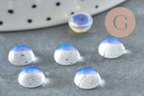 Cabochon rond verre clair irisé opalite AB 8mm, x1 G8333
