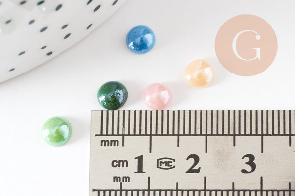 Cabochon rond verre irisé 5.5mmx3mm, x20 (G0121)
