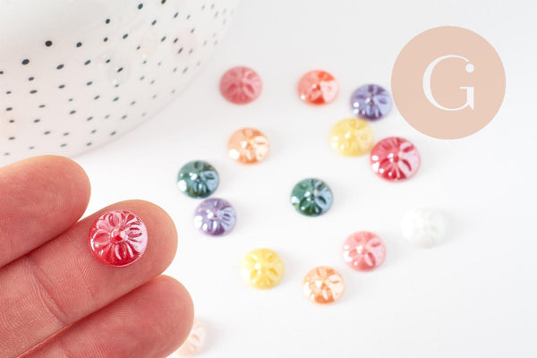 Cabochon rond verre irisé multicolore 10mm, x20 (G1807)