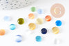 Cabochon verre oeil de chat rond multicolore 5-10mm, x20 (4.9gr) (G1499)