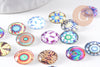 Cabochon verre rond dôme imprimé 12mm, x20 (G3743)