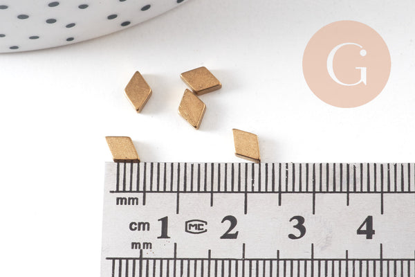 Cabochons losanges laiton brut non percés 6.5mm x10 (G1598)