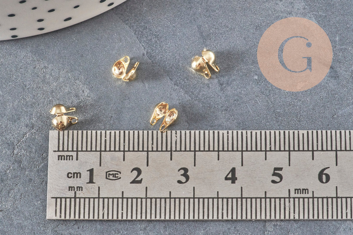 Cache-noeud chaine boule acier 304 doré avec trou 6mm, x10 (G7318)-Cache-noeuds-Gingerlily Perles