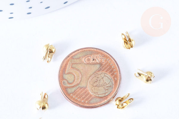 Cache-noeud chaine boule acier 304 doré avec trou 6mm, x10 (G7318)