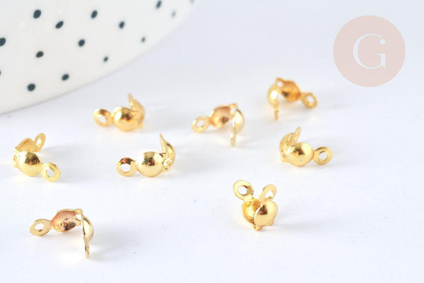 Cache nœuds chaine boule acier inoxydable 304 doré 7.5mm, x10 (G7321)