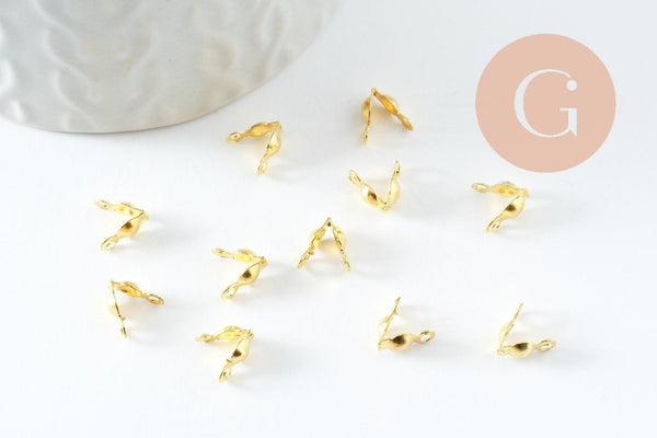 Cache nœuds chaine boule fer doré 8x4mm, création bijoux acier, x10 (G10134)