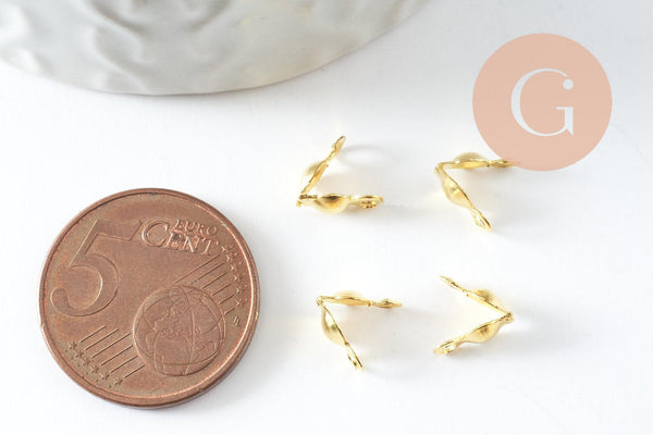 Cache nœuds chaine boule fer doré 8x4mm, création bijoux acier, x10 (G10134)