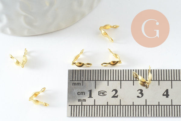 Cache nœuds chaine boule fer doré 8x4mm, création bijoux acier, x10 (G10134)