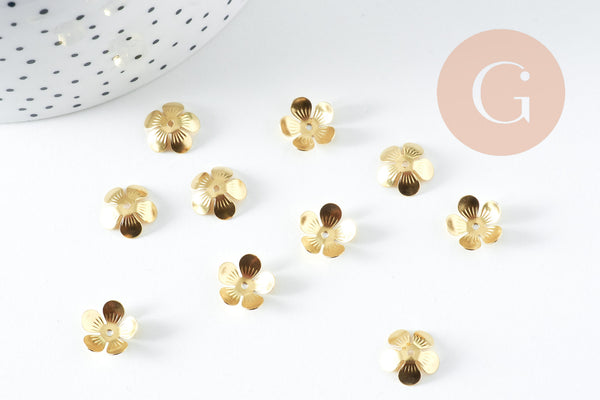 Calottes fleur laiton brut 11mm, x10 (G10827)