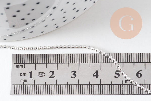 Chaine Boule complete fer argenté 1.5mm/40cm, x1 (G1680)