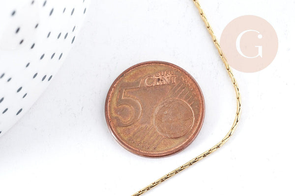 Chaine Serpentine complète avec fermoir acier 304 inoxydable doré 1mm -46cm, création collier acier inoxydable, x1 G8792