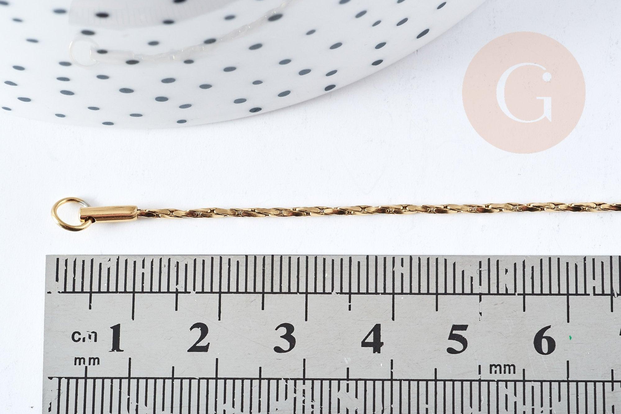 Collier Chaine Serpentine complète avec fermoir acier 304 inoxydable doré 1mm/50cm, x1 (G8781)