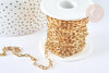 Chaine acier 304 inoxydable IP doré 18k maille ovale 7mm, x1 mètre (G8415)
