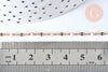 Chaine acier 304 inoxydable doré IP fantaisie émail rose clair 4-10mm, x1 mètre (G6828)